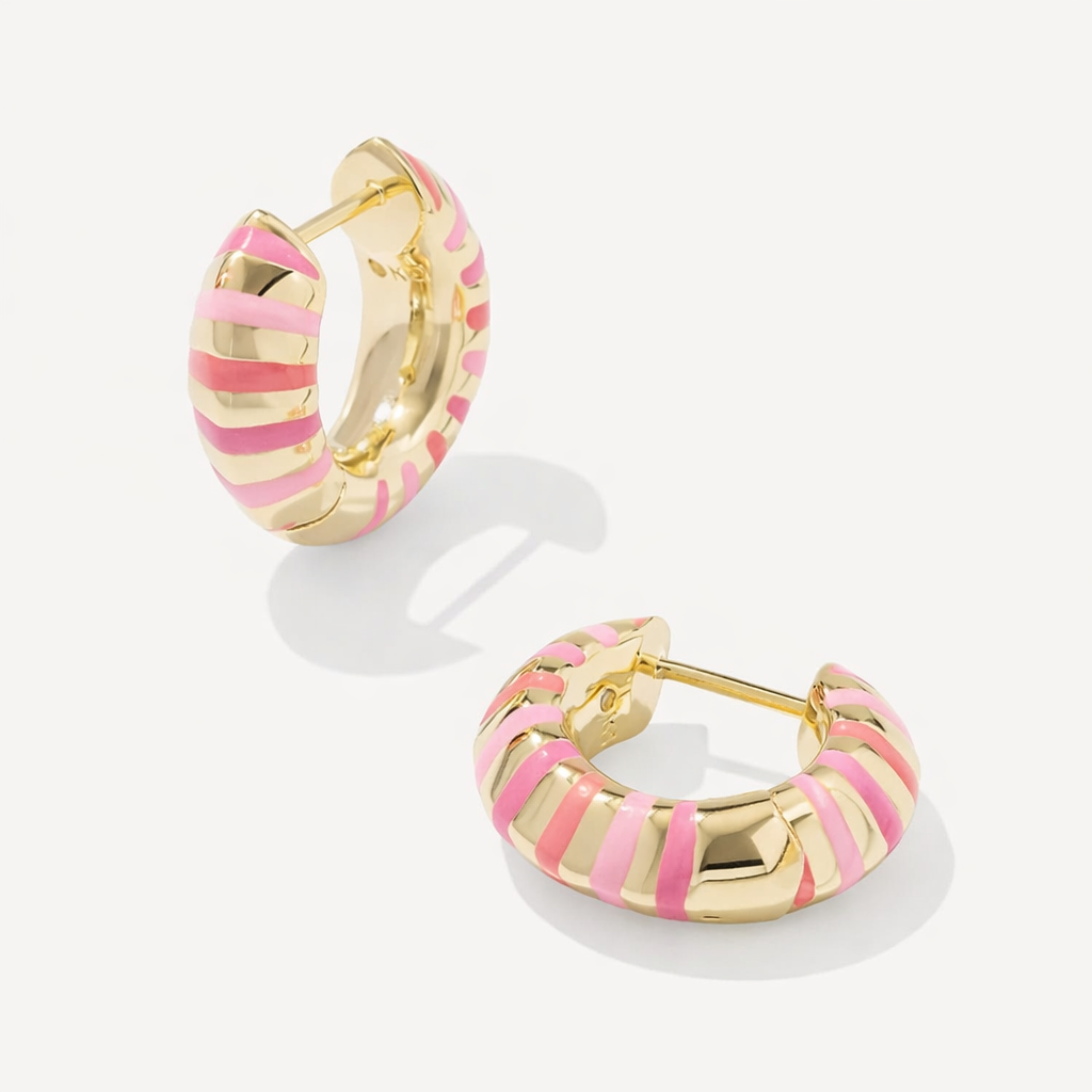 Candy Stripe Gold Hoops