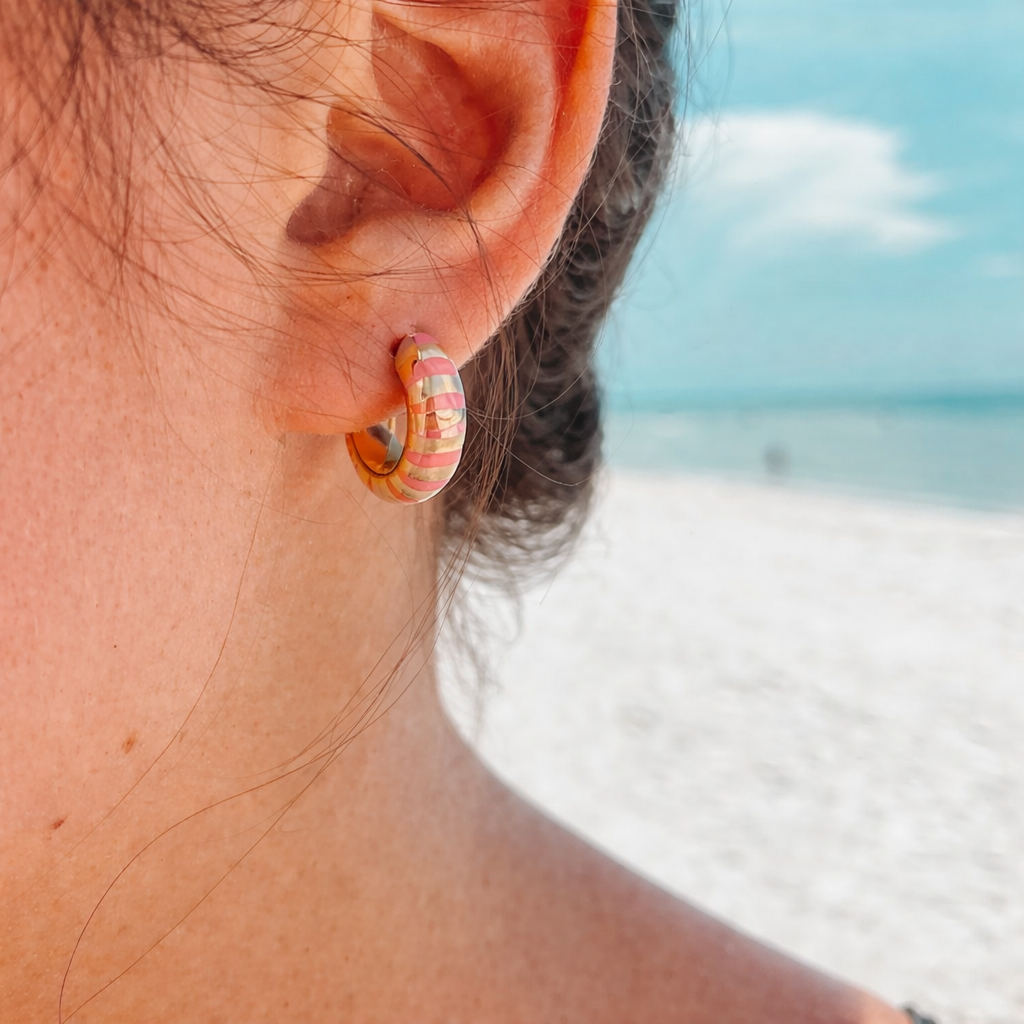 Candy Stripe Gold Hoops