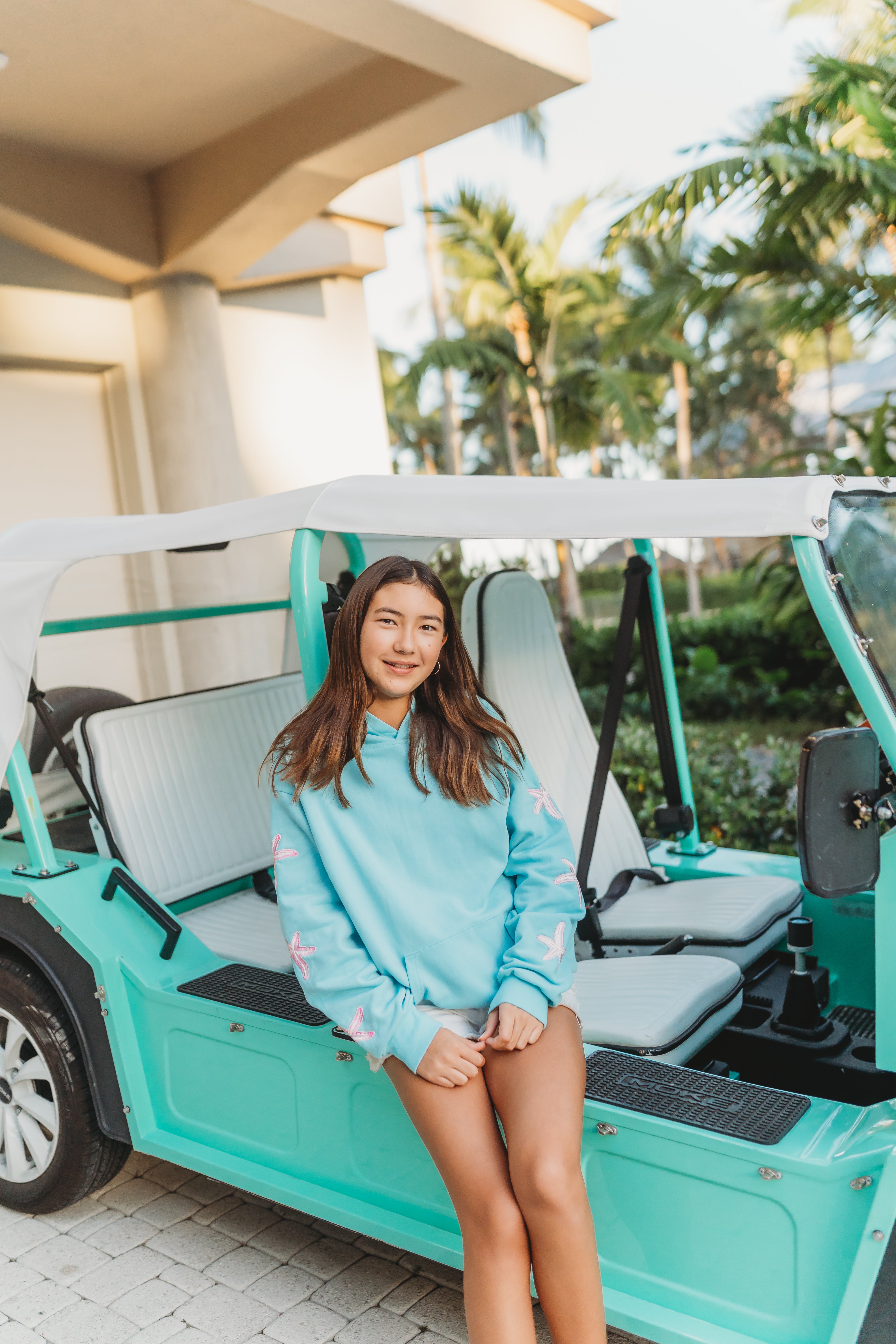 "Ridin' Waves" Embroidered Hoodie - Blue