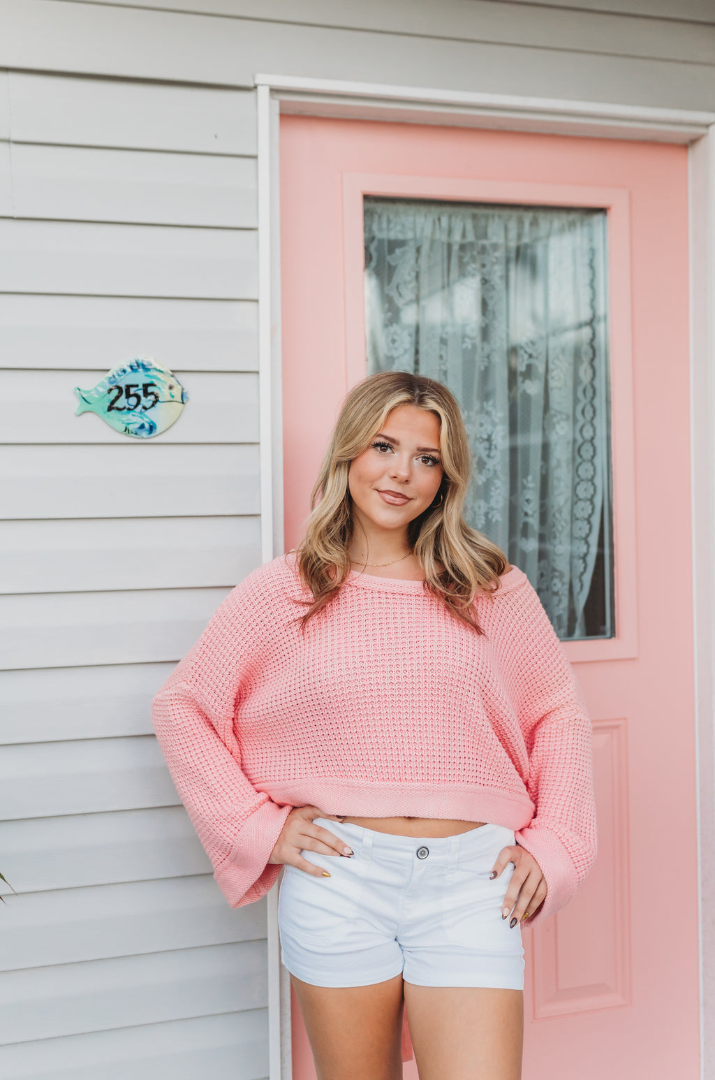 " Sweetheart Stitch" Tie Back Sweater